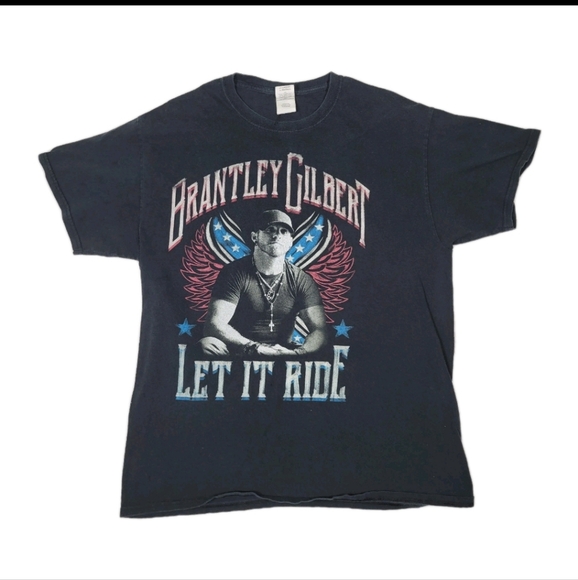 Brantley Gilbert Let It Ride Tour T-Shirt Double Sided Sz Large Country Rock USA - Picture 1 of 8